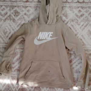 🚨5 For $25🚨 *HOLE* Nike Beige Hoodie with White Logo